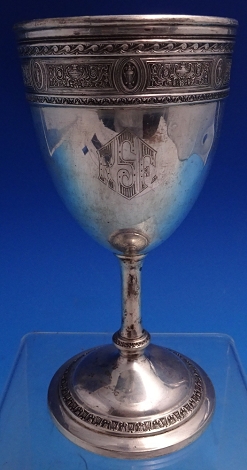 Water Goblet #P65  w/ many dings light GW interior 4.67oz  6 1/2